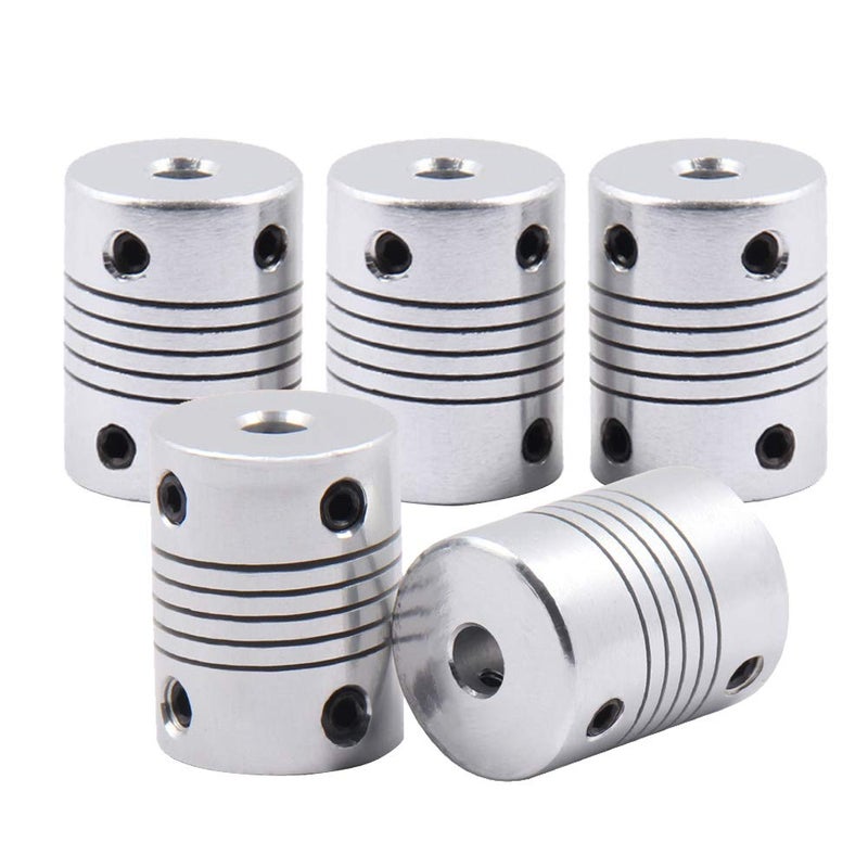 Saipor Saiper Flexible Couplings 5mm to 5mm (5pcs) Aluminum Alloy Joint Connector Compatible with NEMA 17 Stepper Motors, RepRap 3D Printer or CNC Machine, 3D Printer Accessories - Image 1